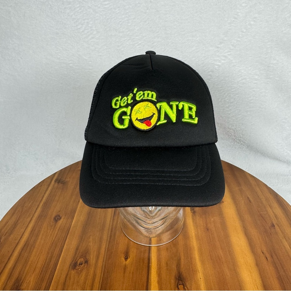 Black Trucker Hat with Neon Green Embroidery